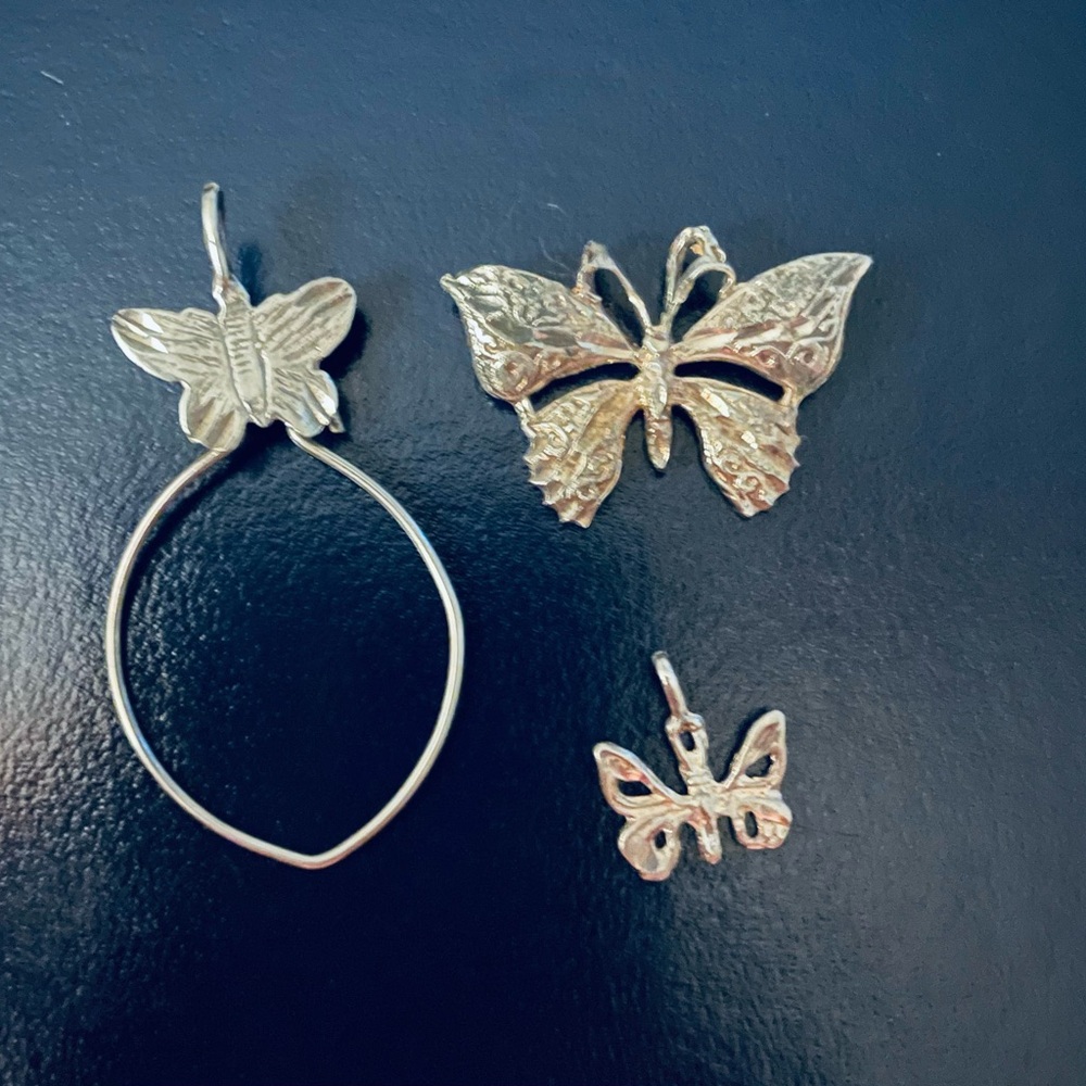 Sterling silver vintage butterfly charms